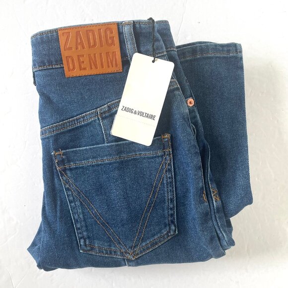 Zadig Voltaire High Waist Eyes Button Fly Jeans Straight Sz 27 Women's Blue - Picture 2 of 9